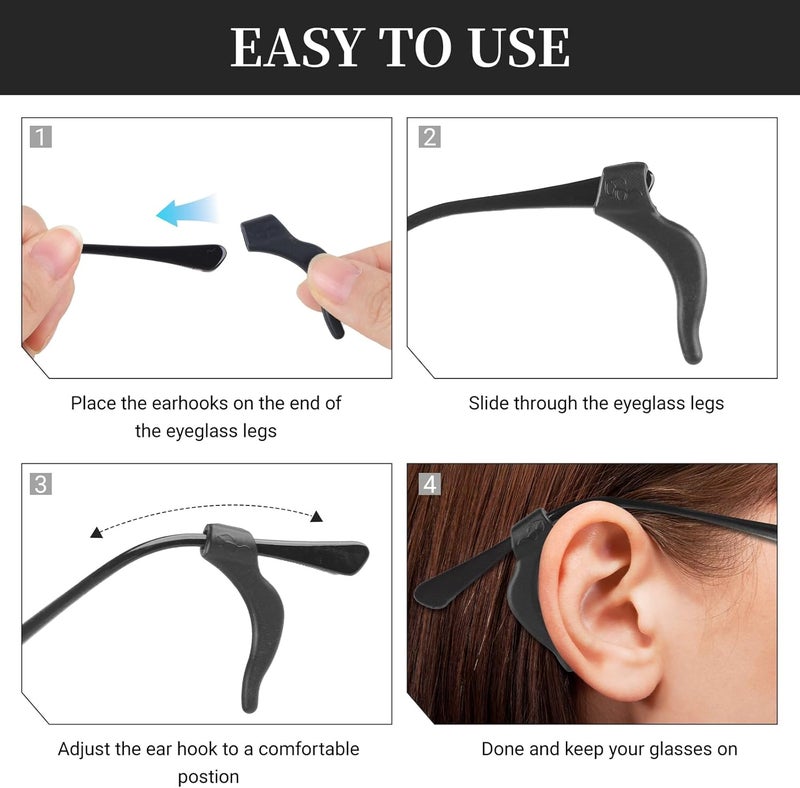 Rindion 24 Pairs Glasses Ear Grip, Silicone Ear Hooks For Glasses With Storage Box for Sports and Work - Image 4